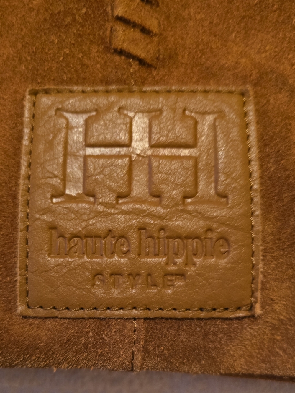 Haute Hippie Festival Suede Hobo Bag Brown Tan Whipstitch Slouchy With Pouch - Picture 2 of 16